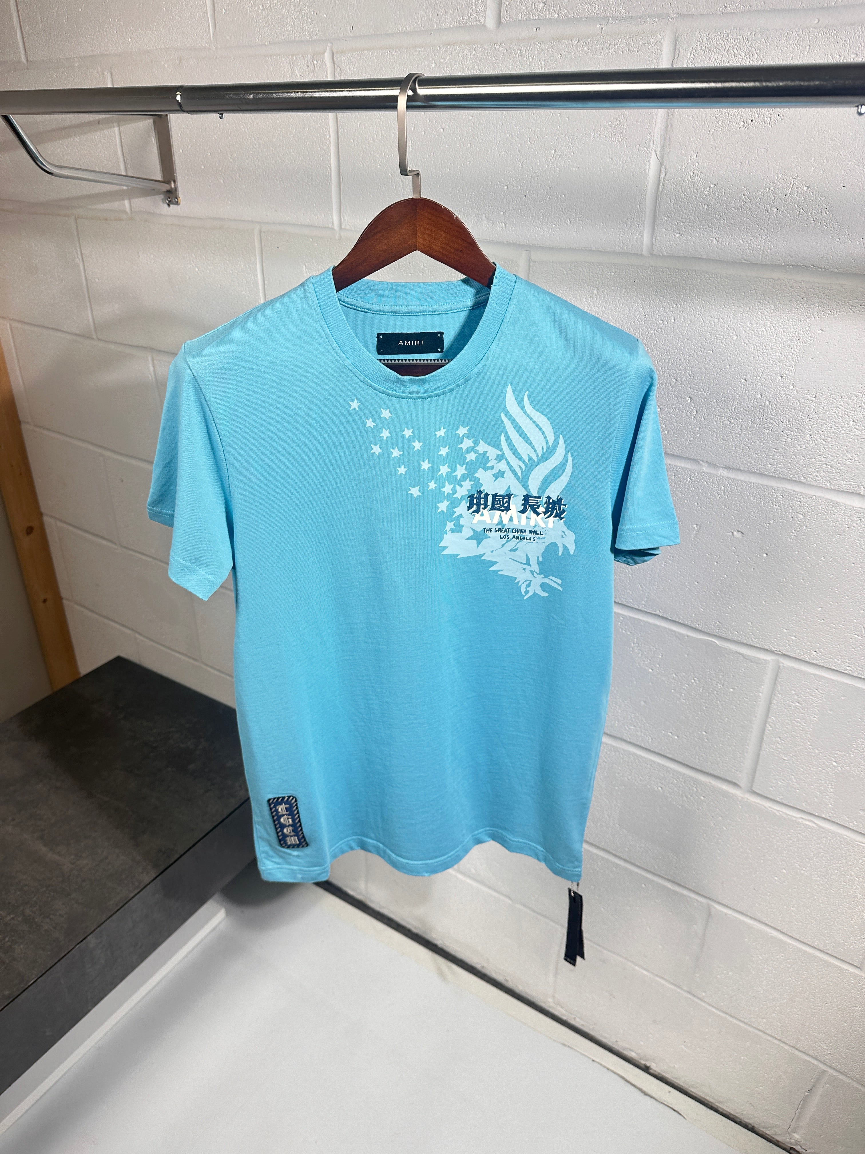 Amiri t shirt baby blue In UK