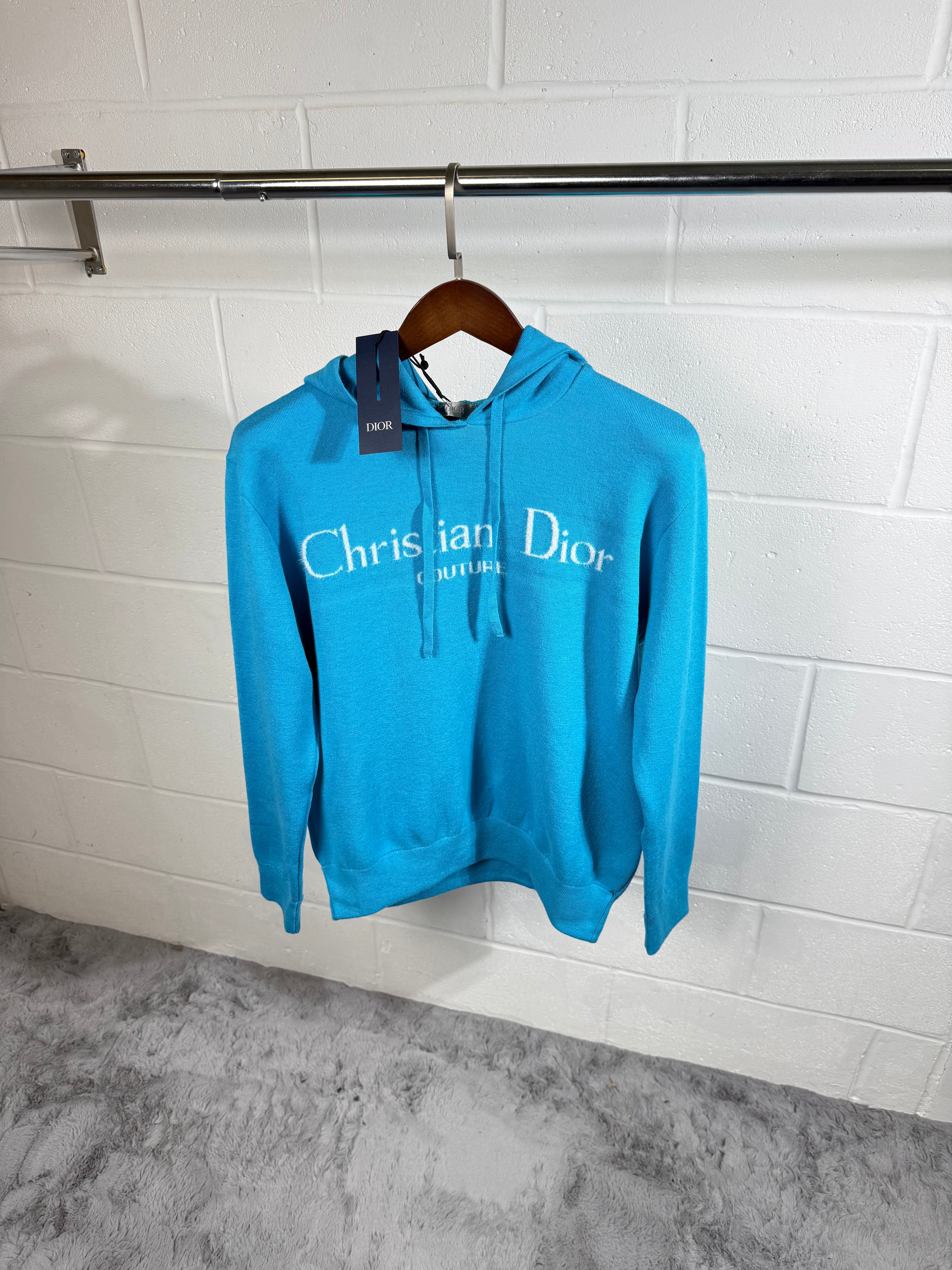 DIOR KNITTED HOODIE BABY BLUE