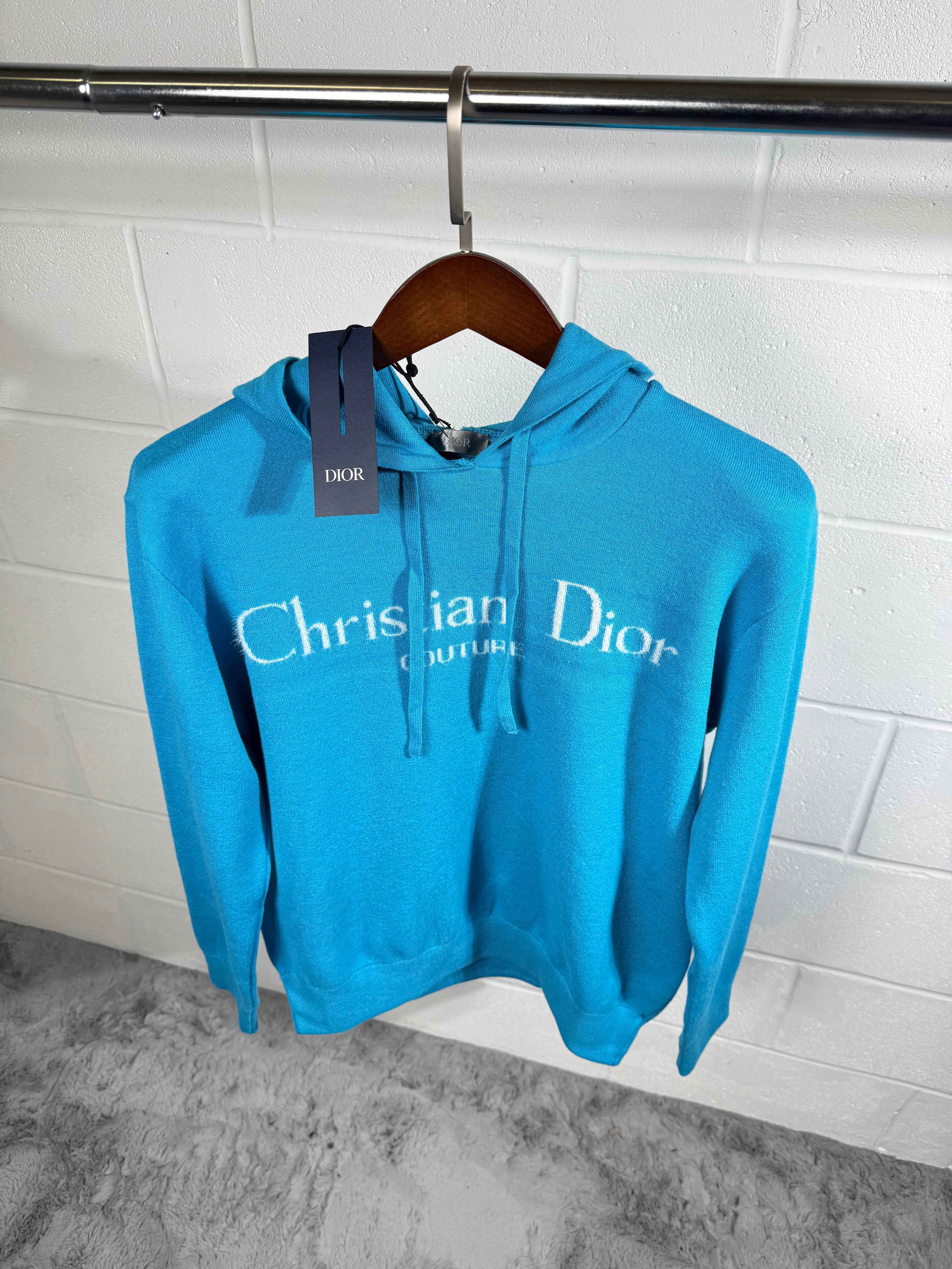 DIOR KNITTED HOODIE BABY BLUE